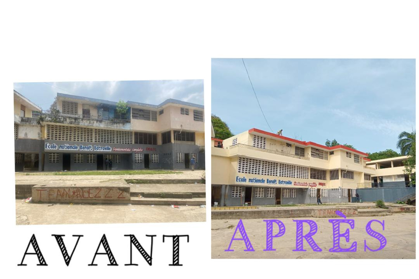 Avancement des travaux de peinture au Lycée Benoît Batraville